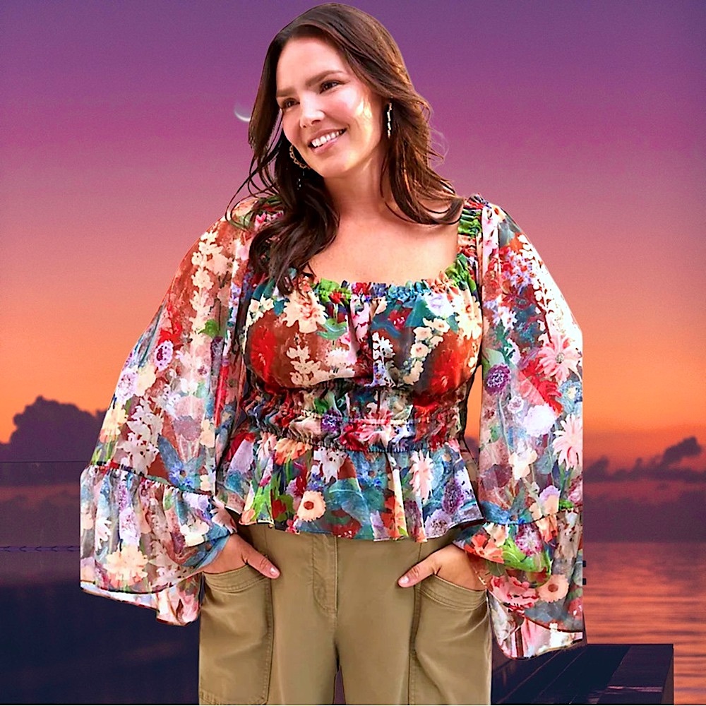 🆕Hutch- Anthropologie Women’s plus-size Floral Extreme Bell-Sleeve Blouse❤️❤️3X